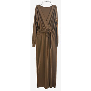 Jumpsuits for Women Dressy Long Sleeve V Neck Wide Leg Pants Romper Brown Sz L..